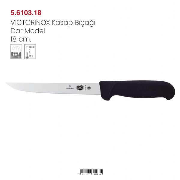 VICTORINOX Kasap Bıçağı Dar Model 18 cm.