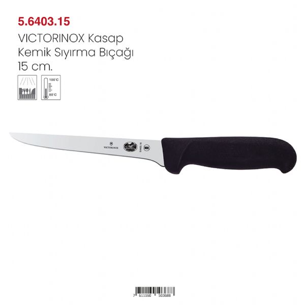 VICTORINOX Kasap Kemik Sıyırma Bıçağı Eğik 15 cm.