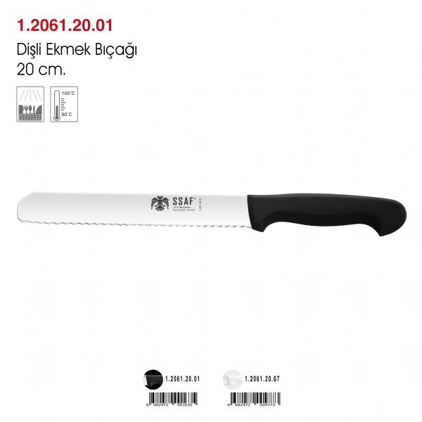 Dişli Ekmek Bıçağı Siyah 20 cm.