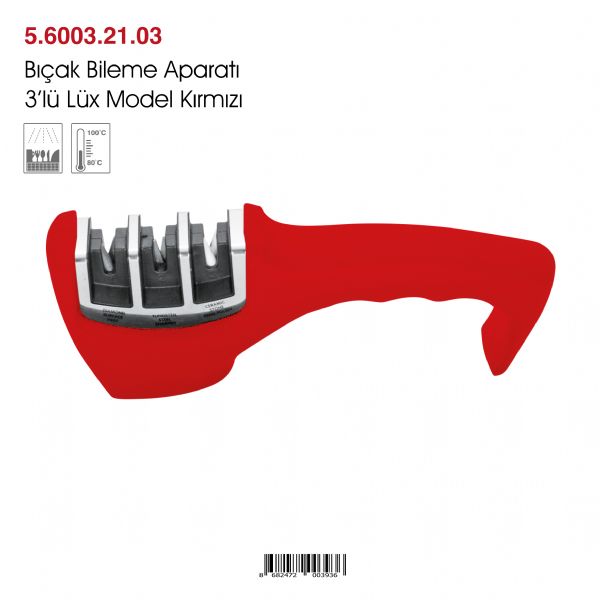 Bıçak Bileme Aparatı 3'lü Lüx Model Kırmızı