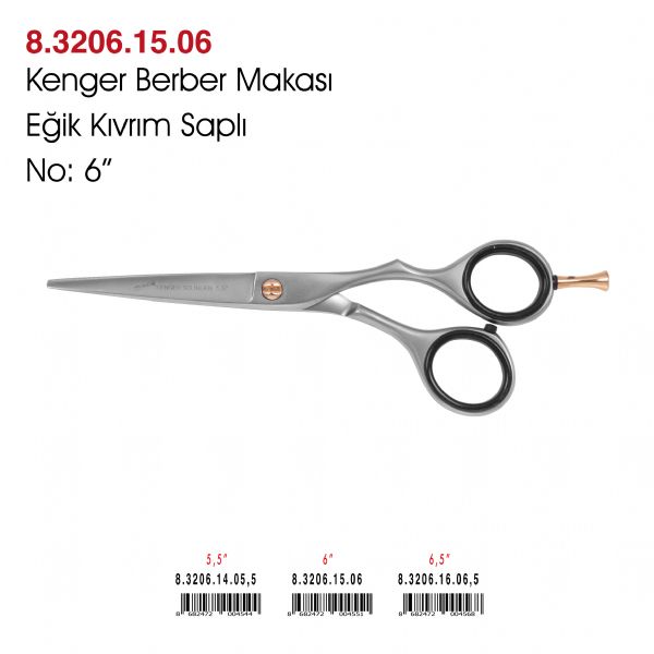 Kenger Berber Makası Eğik Kıvrım Saplı No6''