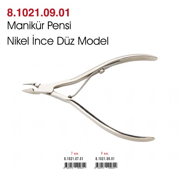 Manikür Pensi Nikel İnce Düz Model