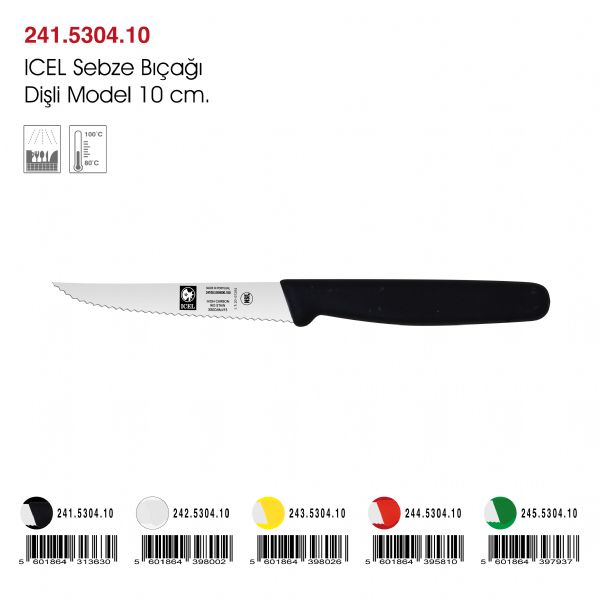 ICEL Sebze Bıçağı Dişli Model Siyah 10 cm