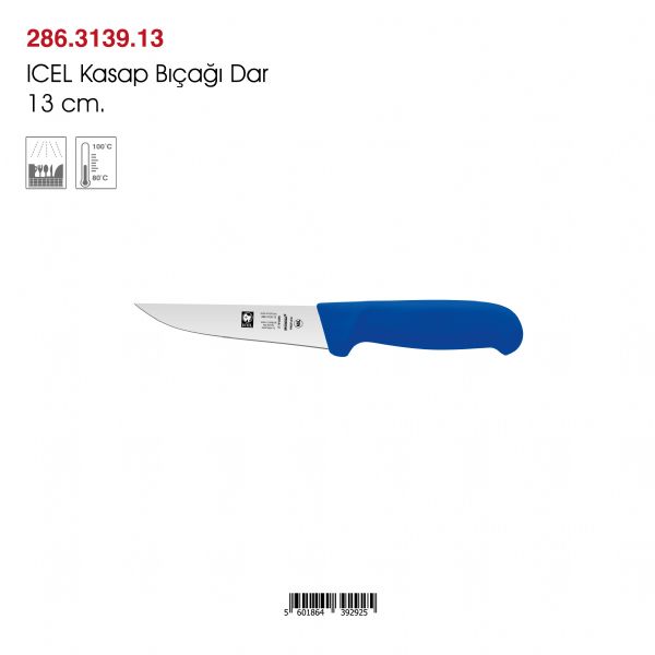 ICEL Kasap Bıçağı Dar Sivri Lacivert 13 cm.