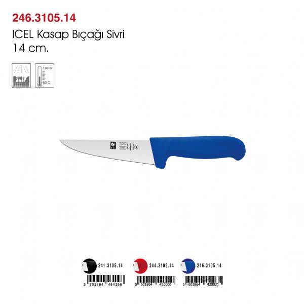 ICEL Kasap Bıçağı Sivri Lacivert 14 cm.