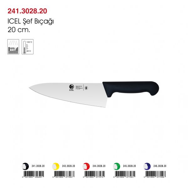 ICEL Şef Bıçağı Siyah 20 cm.