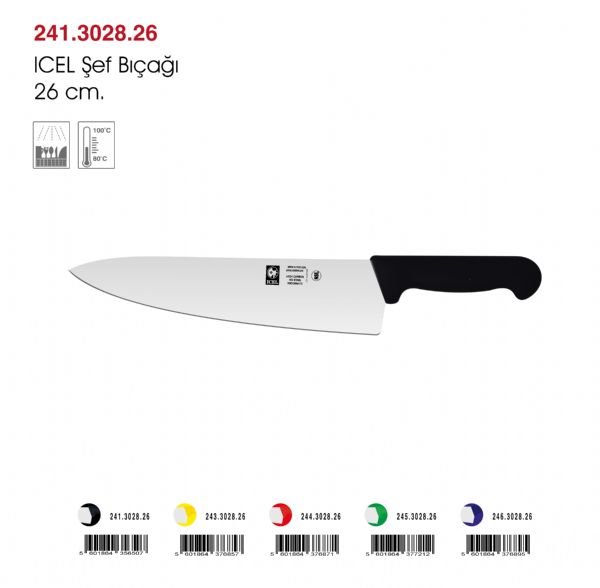 ICEL Şef Bıçağı Siyah 26 cm.