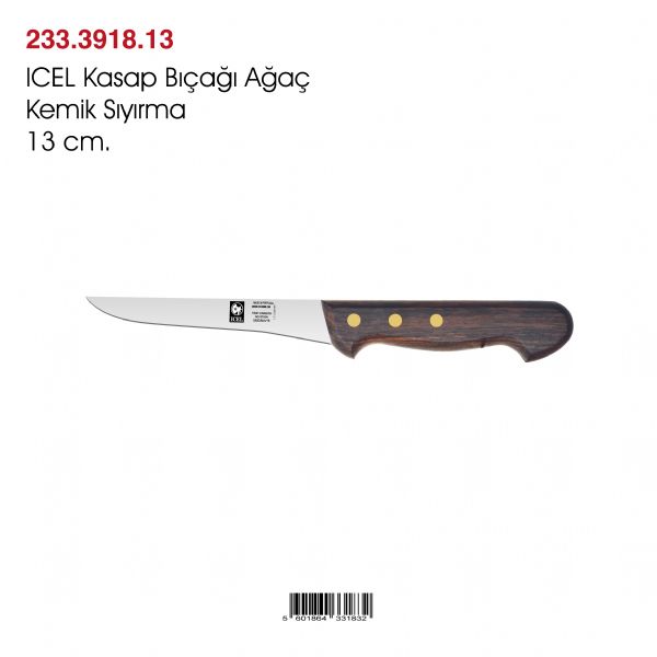 ICEL Kasap Bıçağı Ağaç Saplı Sıyırma Bıçağı 13 cm.