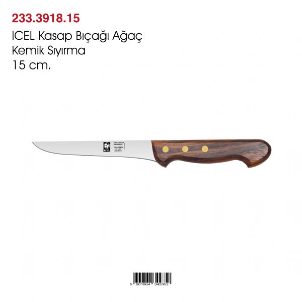 ICEL Kasap Bıçağı Ağaç Saplı Sıyırma Bıçağı 15 cm.