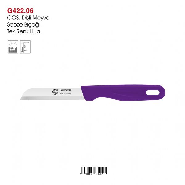 GGS Dişli Meyve Sebze Bıçağı Tek Renkli Lila