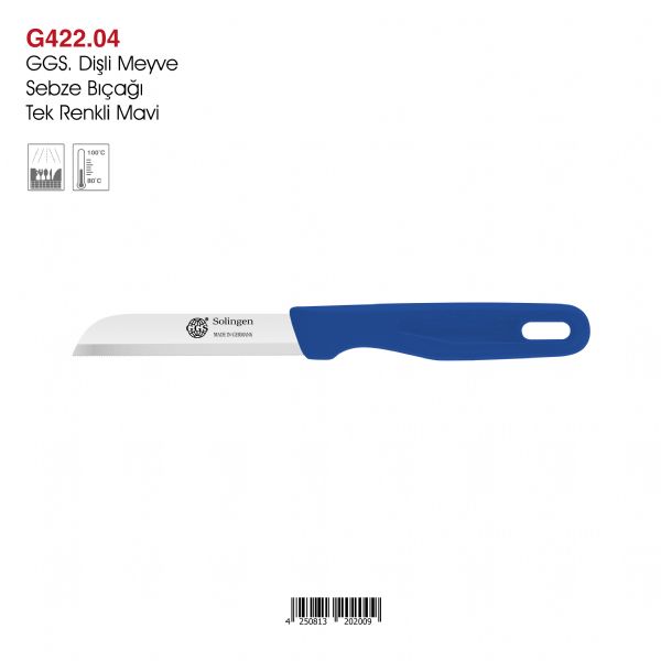 GGS Dişli Meyve Sebze Bıçağı Tek Renkli Mavi
