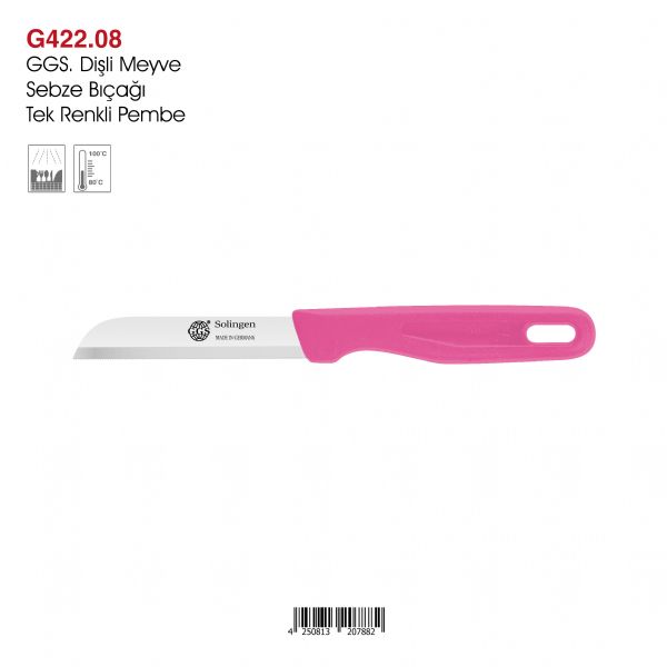 GGS Dişli Meyve Sebze Bıçağı Tek Renkli Pembe