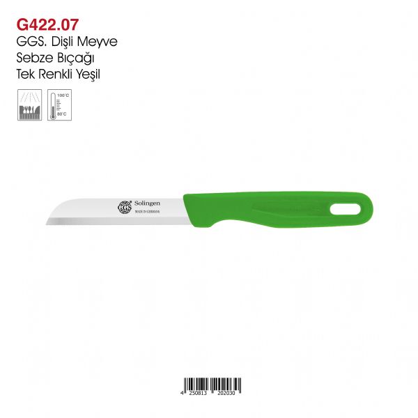 GGS Dişli Meyve Sebze Bıçağı Tek Renkli Yeşil