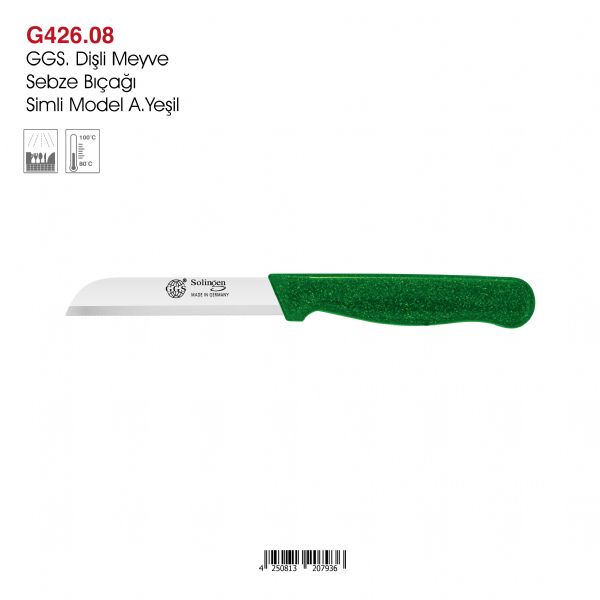 GGS Dişli Meyve Sebze Bıçağı Simli Model Açık Yeşil