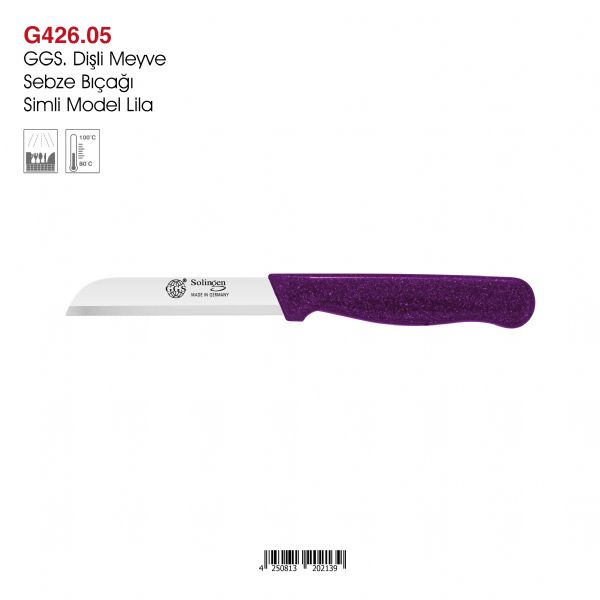 GGS Dişli Meyve Sebze Bıçağı Simli Model Lila