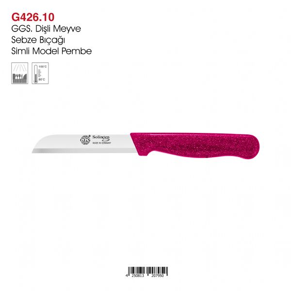 GGS Dişli Meyve Sebze Bıçağı Simli Model Pembe